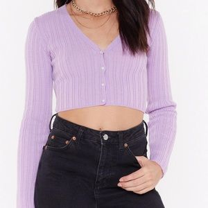 Baby Blue Cropped Cardigan with Pearl Buttons